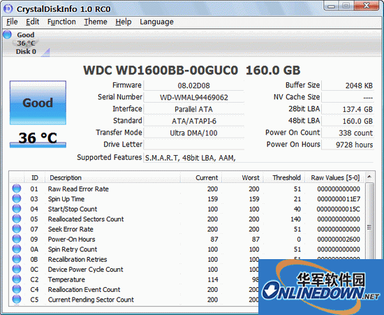 CrystalDiskInfo (显示硬盘接口.转速.温度信息)