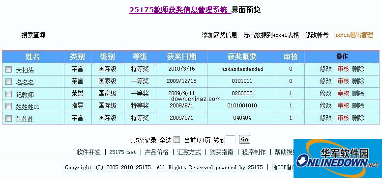 25175 教师获奖信息管理系统