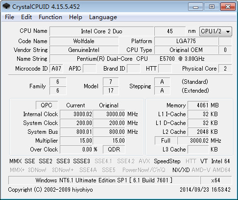 CrystalCPUID(CPU/处理器信息检测超频工具)