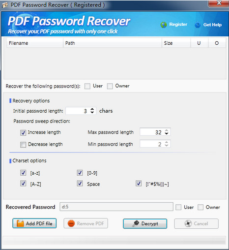 PDF密码恢复工具(PDF Password Recover)