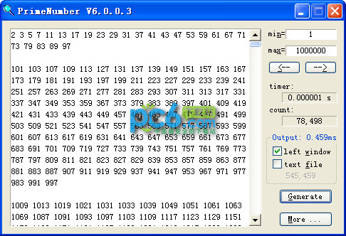 素数生成器(PrimeNumber)