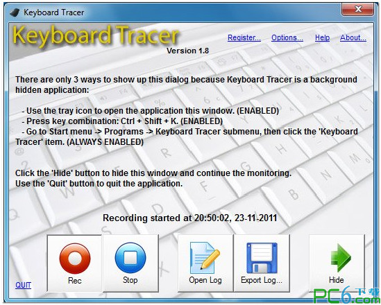 Keyboard Tracer(键盘和鼠标点击记录软件)