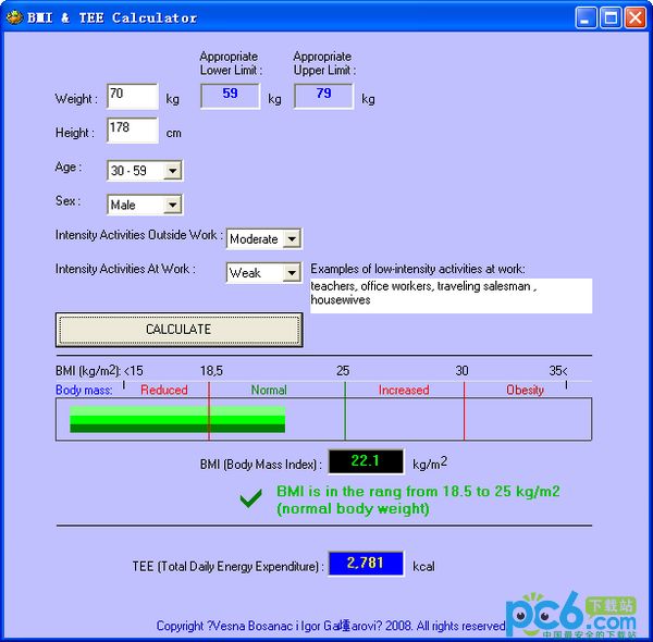 热量计算器(BMI & TEE Calculator)