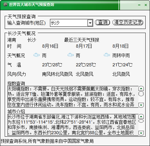 世界各大城市天气预报查询