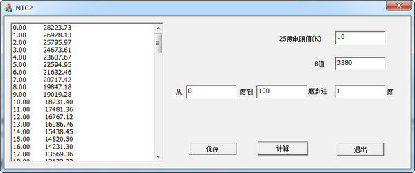 热敏电阻阻值计算工具