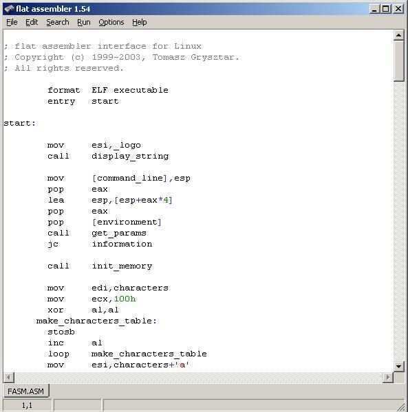 80x86汇编工具(Flat Assembler)