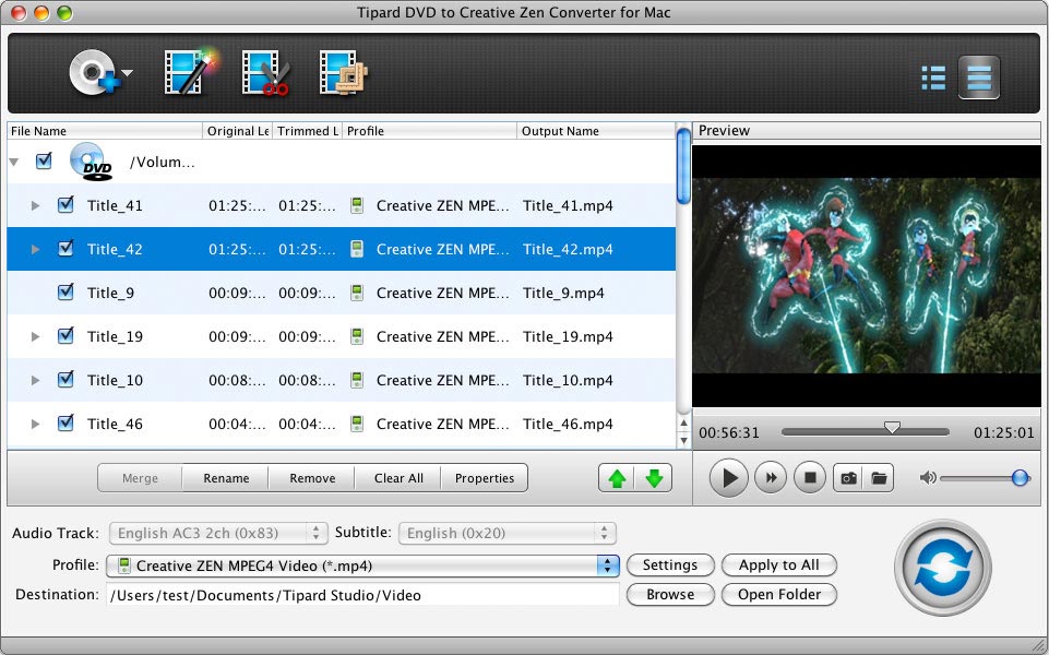 Tipard DVD to Creative Zen Converter for Mac