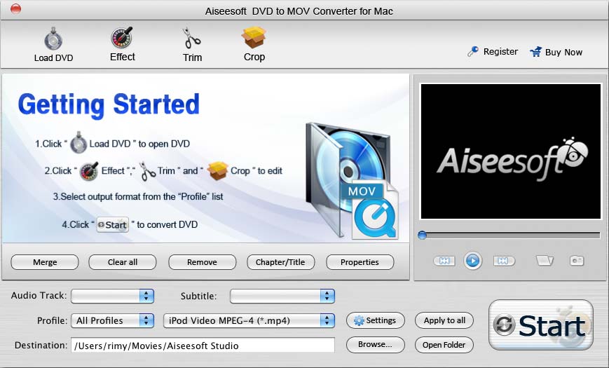 Aiseesoft DVD to MOV Converter for Mac