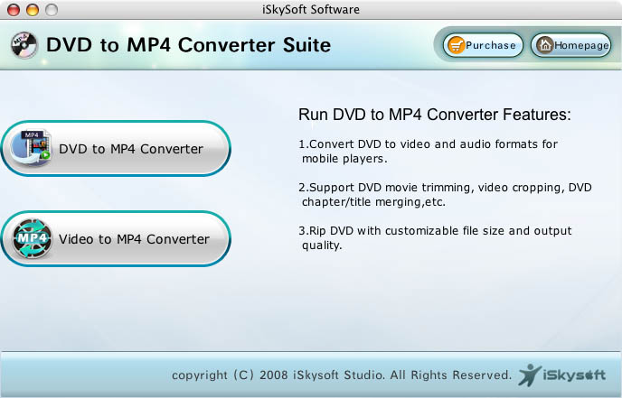 iSkysoft MP4 Converter Suite for Mac