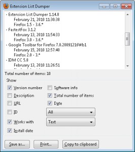 Extension List Dumper