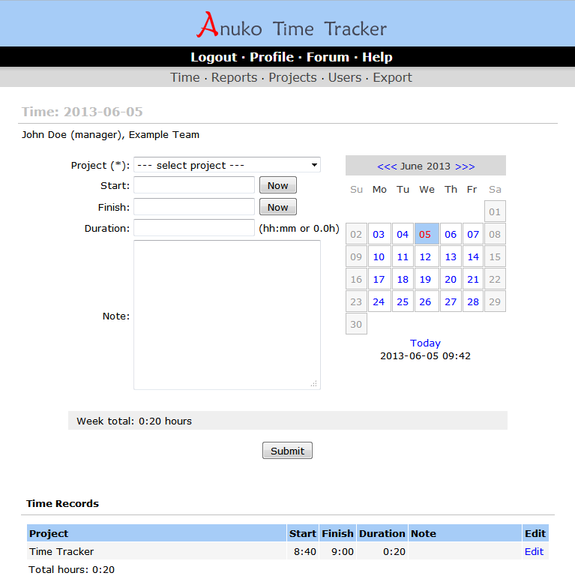 Anuko Time Tracker